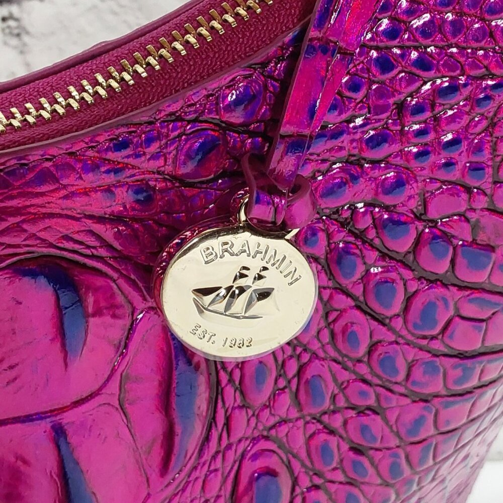 'BRAHMIN' 'TABITHA' CROC-EMBOSSED LEATHER BAG VOLTAGE VIOLET MELBOURNE FL.INCL.p - Picture 8 of 16